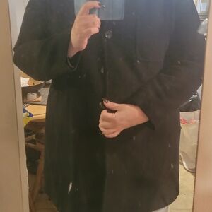 Mango Black Pea Coat